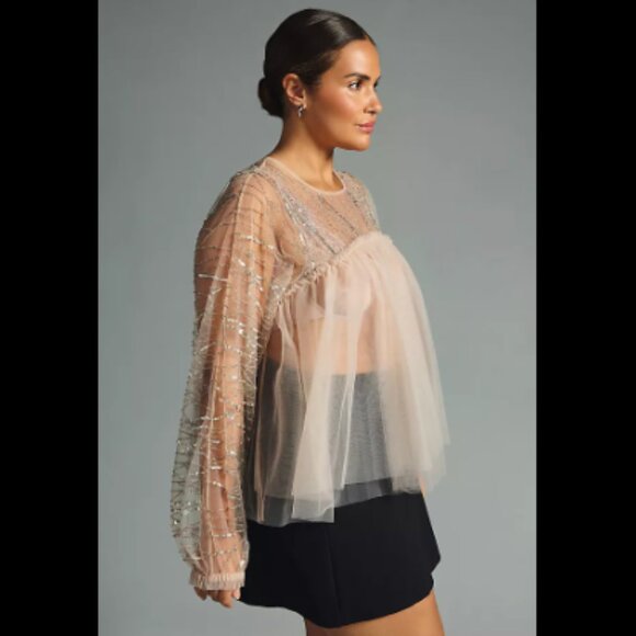 Brand New FOREVER THAT GIRL EMBELLISHED SHEER TOP - Picture 6 of 16